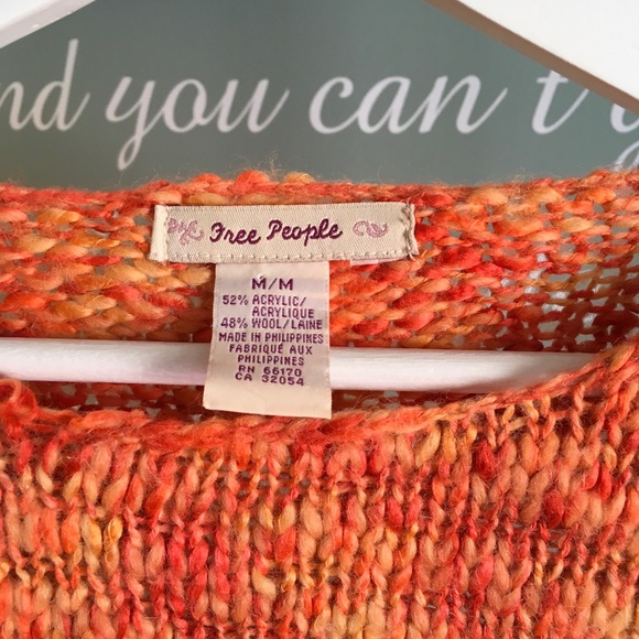FREE PEOPLE ANTRO ORANGE KNIT SWEATER - Picture 2 of 2